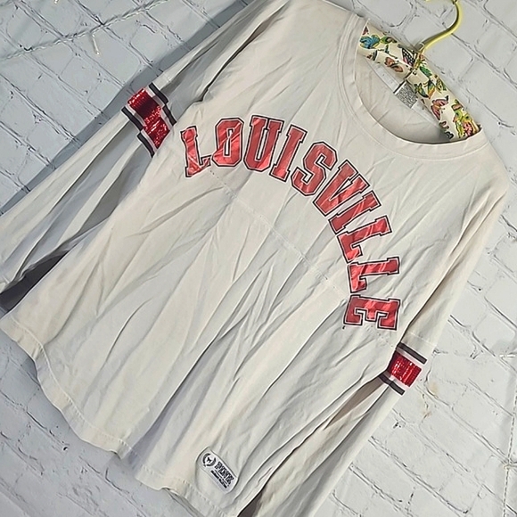 2015 Victoria's Secret PINK Sequins Louisville Cardinals Cards Long Sleeve Sz S - Picture 5 of 17